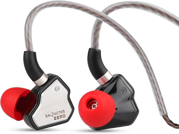 Linsoul 7Hz Salnotes Zero HiFi 10mm Dynamic Driver in-Ear Earphone IEM with Metal Composite Diaphragm Stainless Steel Faceplate Detachable 2Pin OFC Cable (Black, Without Mic)