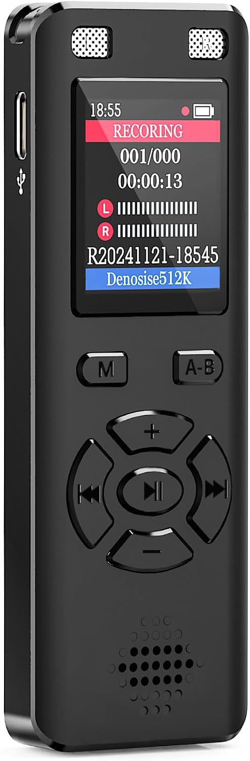 Voice Recorder - 128GB 9280 Hours Voice Activated Recorder Device with Playback, Noise Reduction, MP3 Player & Password - for Lectures, Meetings, Interviews