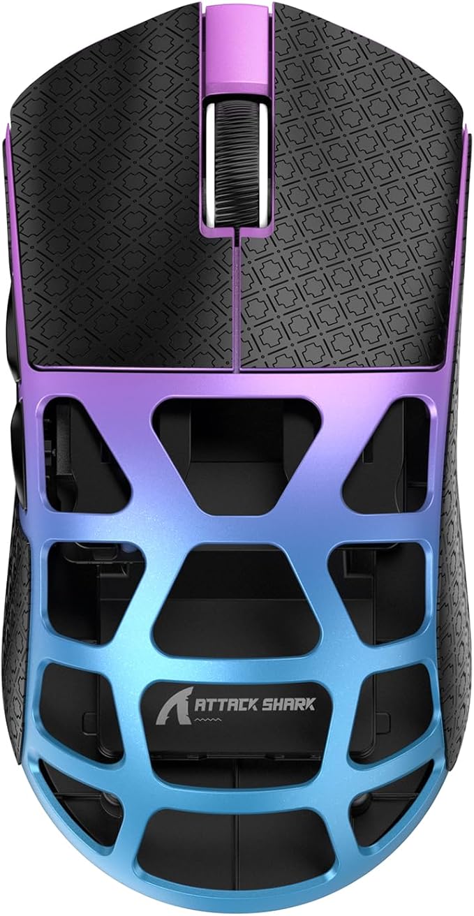 R3 Wireless Gaming Mouse, 46g Superlight Magnesium Alloy Triple-Mode Computer Mouse, 8000Hz Polling Rate, PAW3395 26K DPI Sensor Programmable Mice with Griptape for PC/Win/Mac (Purple&Blue)