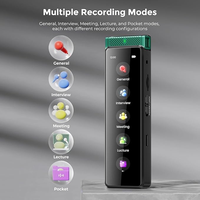 136GB Digital Voice Recorder with Playback, Innioasis R1 Full Touchscreen Voice Recorder with Bluetooth, Voice Activated Sound Audio Recorder Device with Mic (Green)