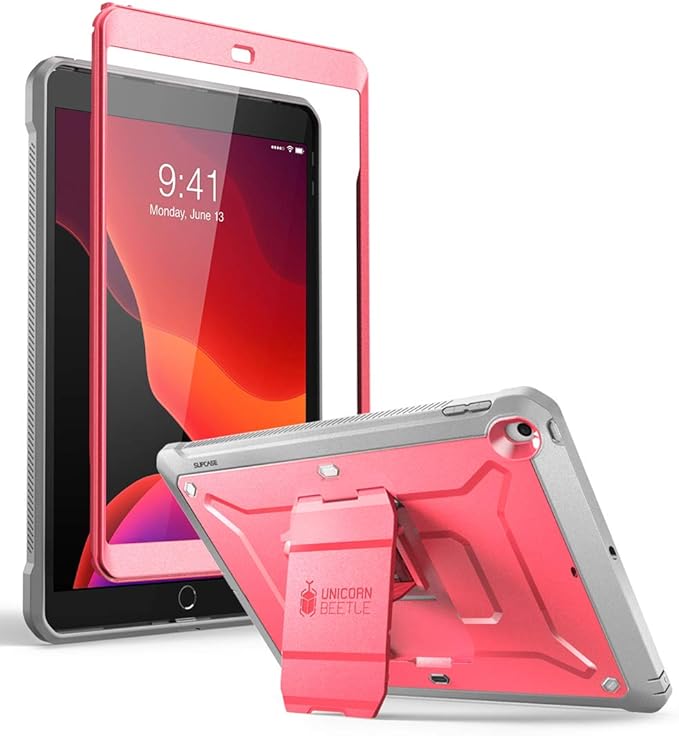 SUPCASE for iPad 9th Generation Case with Screen Protector (Unicorn Beetle Pro), [Built-in Stand] Heavy Duty Rugged Protective Case for iPad 10.2 9th / 8th / 7th Generation (2021/2020/2019), Pink