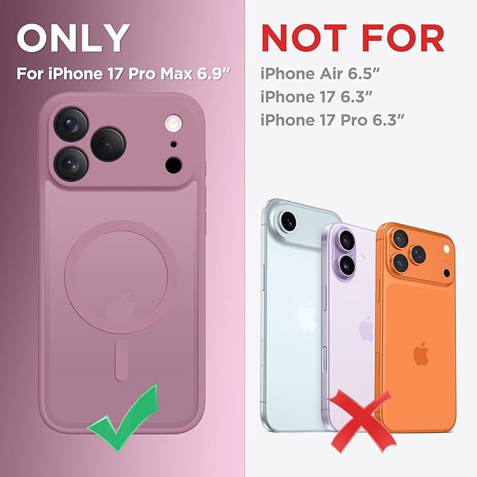 CAPRARO Magnetic for iPhone 17 Pro Max Case, Upgraded [Full Camera Protection] [Compatible with MagSafe] Protective Translucent Matte Women Girl Phone Case Cover, Black Currant