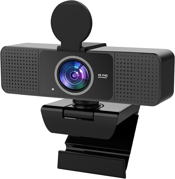 PEATOP Webcam 4K for PC Autofocus, Noise-Canceling Mic USB Plug & Play Webcam with Privacy Cover Camera 4K for Zoom/Teams/Skype/Google Meet