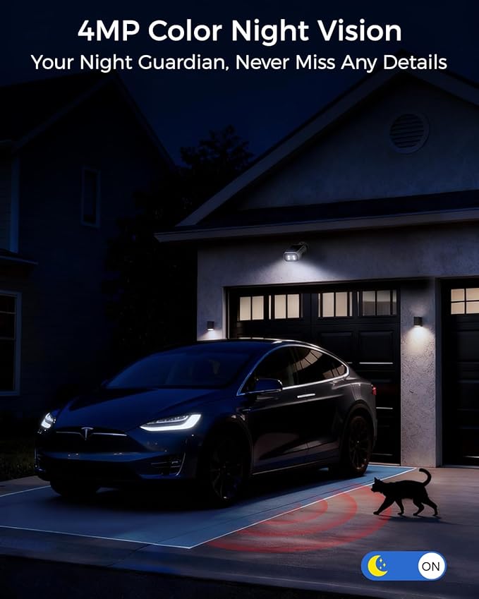 Solar Security Cameras Wireless Outdoor, 2Mins DIY Installation 4MP Color Night Vision Cameras for Home Security, Compatible Home Station Only