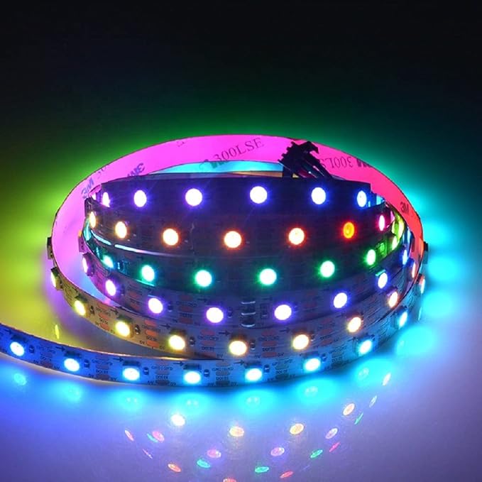 WS2812B LED Strip Individual Addressable Light SMD 30Pixels/m 5050 RGB Pixel Strip DC5V (16.4FT 150LEDS Waterproof IP65, White PCB)