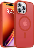 Magnetic for iPhone 15 Pro Case,[Compatible with MagSafe][Military-Grade Drop Protection][Anti-Yellowing] Shockproof Protective Translucent Matte Cover for iPhone 15 Pro Phone Case,Red