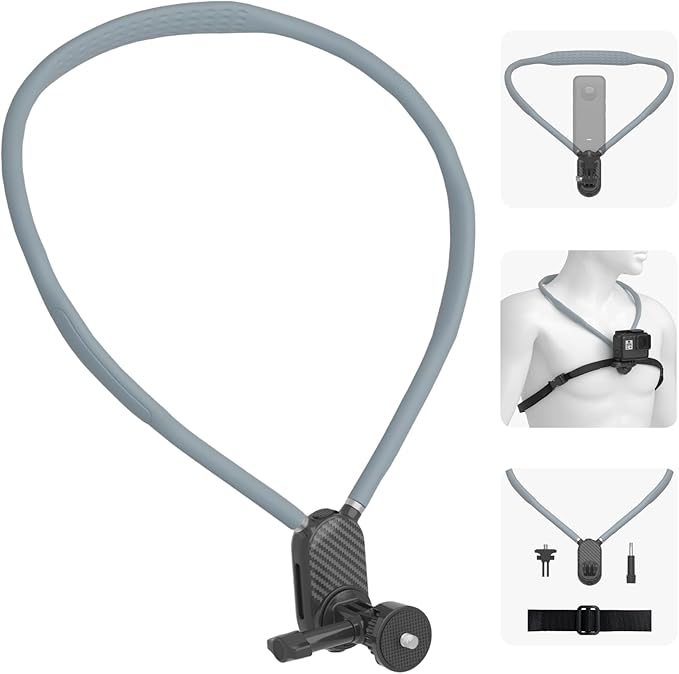 Neck Mount for Action Camera with Air Cushion, GoPro Mounts with Adjustable Strap, Compatible with Action Camera Accessories for Insta 360 X5 GoPro Hero 13/12/11/10 DJI OSMO Nano/Action 6