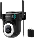 ZUMIMALL 2K Wired Outdoor Camera, 2.4G/5G WiFi Security Camera, 3MP, 24/7 Recording, AI Motion Detection, Cloud & SD Card Storage, 2-Way Audio, 360° PTZ Auto Tracking, Work with Alexa, IP66 (Black)