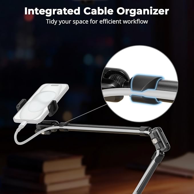 SmallRig 26" Magic Arm with Super Clamp, Overhead Phone Mount, Flexible Desk Camera Mount with 1/4" Screw and Cable Clip, Max Load 2.2lb, for iPhone, Action Camera, Video Light, Webcam, Mic - 5625