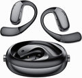 Open Ear Headphones, Bluetooth Headphones 50H Playtime with Noise Canceling Mic Headsets, Wireless Earbuds Lightweight Design Fit Cycling, Running, Workout (Black)