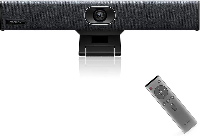 Yealink UVC34 Conference Room Camera 4K UHD Meeting Device 120°FoV Auto Framing Speaker Tracking AI Face Enhancement 8 Mic Arrays 5W High Fidelity Speaker All-in-one USB Video Bar