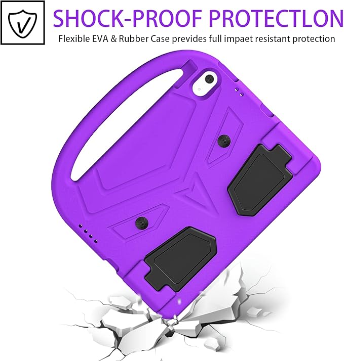 Dteck for iPad 10th Generation Case Kids 10.9 Inch 2022, Durable Lightweight Shockproof Protective Handle Stand EVA Foam Boys Girls Kids Proof Case for iPad 10th Generation 10.9 Inch 2022,Purple