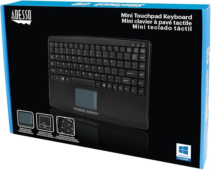 Adesso AKB-410UB - SlimTouch Mini Wired USB Keyboard with Built-in Touchpad