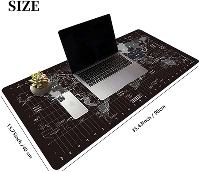 HGWALP World Map Large Gaming Mouse Pad Extended XXL(900x400X3MM) Mouse Mat Long Desk Pad with Stitched Edges for Keyboard Home Office Gaming Work Big Desk Pad