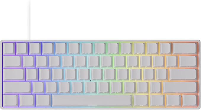 MONSGEEK FUN60 Pro Rapid Trigger Gaming Keyboard 16k Scan Rate SP Magnetic Switch HE Keyboard Wired 60% White Shine-Through (Glare Magnetic Switch)