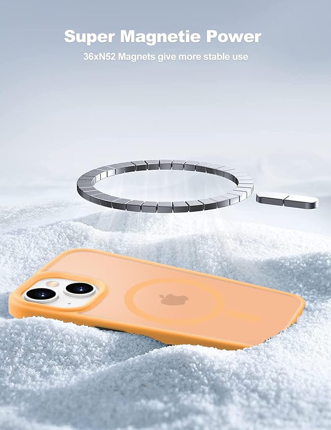 Tigowos for iPhone 15 case Fits MagSafe 10FT Drop Resistant Matte Skin Feeling Shockproof Back Cover Fits iPhone 15 Phone Cases, Yellow