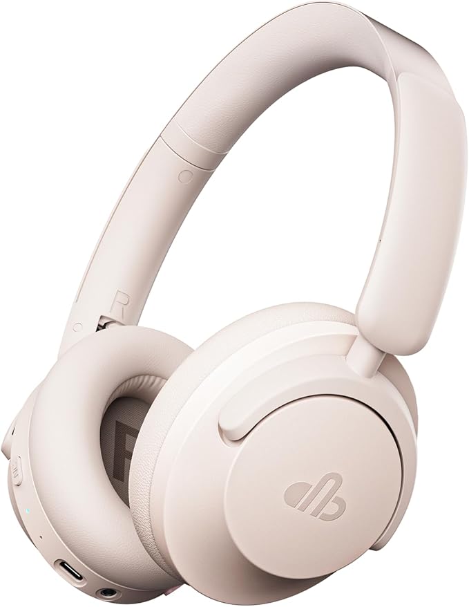 Hybrid Active Noise Cancelling Headphones, Over-Ear Bluetooth Headphone with Hi-Res Audio, 60H Playtime, Deep Bass, Transparency Mode, Foldable Comfort Ear Cups, Ideal gift for Travel Office - Beige