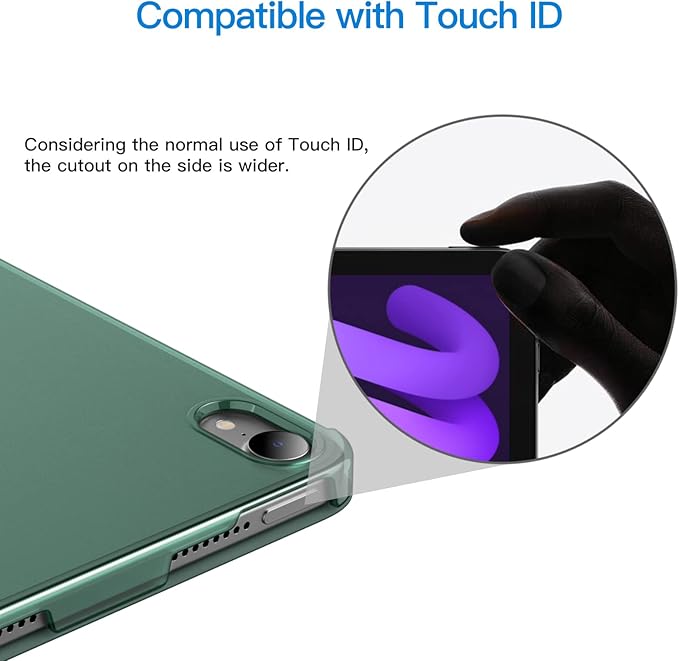 JETech Case for iPad mini (A17 Pro, 2024 Model, 7th Generation) / mini 6 (2021 Model, 6th Generation), Slim Stand Hard Back Shell Smart Cover with Auto Wake/Sleep (Misty Blue)