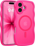 BENTOBEN Magnetic for iPhone 17 Case, Cute Wavy Full Camera Protection [Compatible with MagSafe] Translucent Matte Anti-Slip Bumper Women Girls Boys Protective Cover for 17 6.3",Hot Pink
