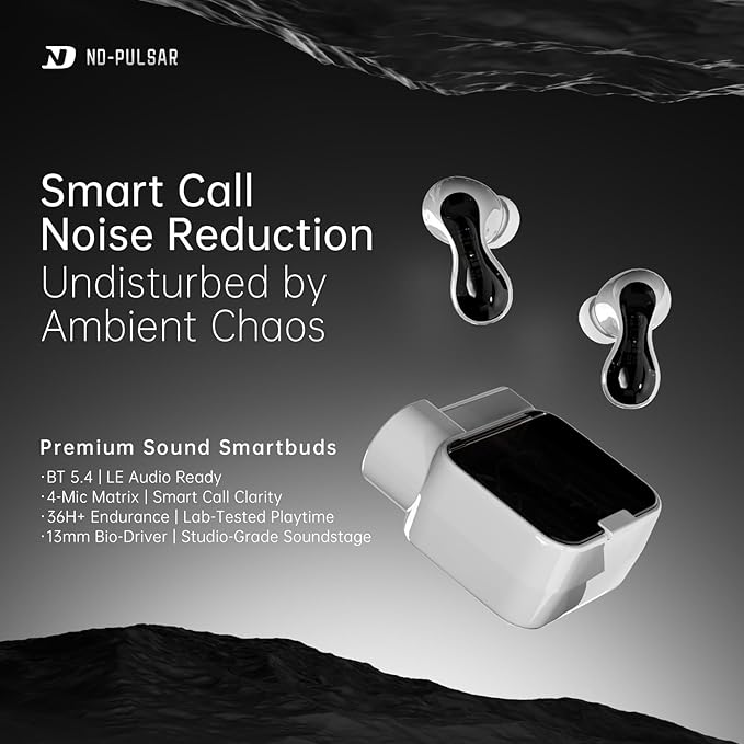 CCA ND Pulsar True Wireless Earbuds, Bluetooth V5.4 Headphones with 4-Mic HD Mic, 13mm Driver, Deep Bass, 36H Playtime, Touch Control, for Sports, Gym, Commute, iPhone & Android