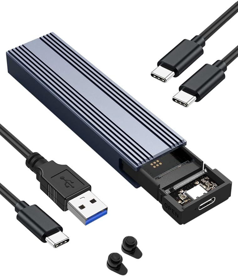 V VCOM M.2 NVMe SSD Enclosure,USB C External Adapter, USB 3.2 Gen2 (10Gbps) with UASP, Trim Support - M-Key(B+M Key) for 2230/2242/2260/2280 SSDs