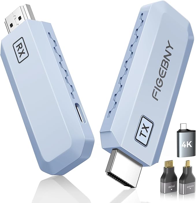 Wireless HDMI Transmitter and Receiver 4K Decode 1080P Output Ultra Low Latency, Plug&Play 2.4G/5G Portable Extender,165FT HD Display Adapter for TV Box/PC/Laptop/Projector/DV/Camera light colour