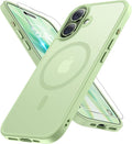 Miracase Magnetic for iPhone 17 Case (Compatible with MagSafe) with Screen Protector Military-Grade Protection, Anti-Fingerprint Translucent Matte Phone Cover for iPhone 17 6.3 inch, Matcha Green