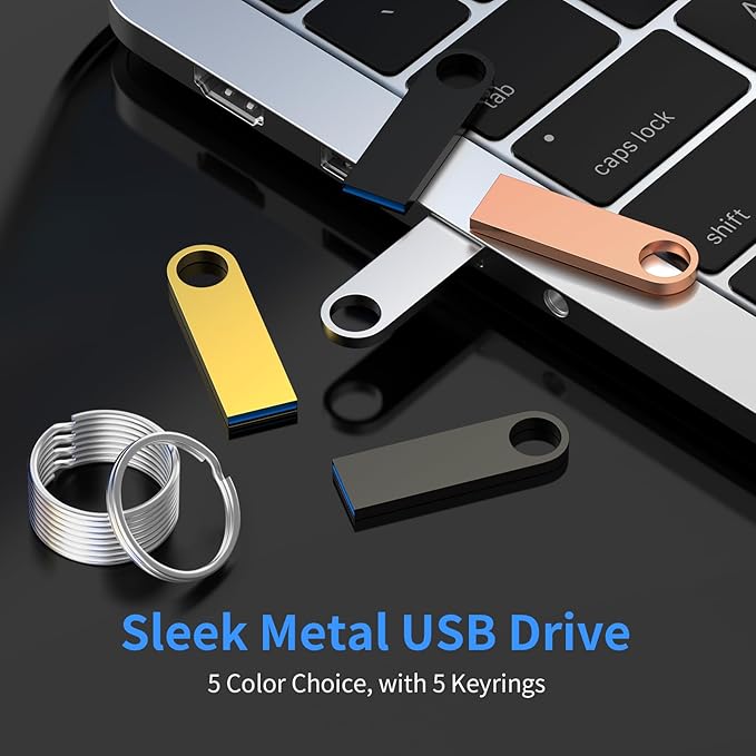 USB 3.0 Flash Drive 32GB 2 Pack, Wooolken High Speed USB 3.0 Thumb Drives Sleek Metal Flash Drives with Keychains, Memory Stick, USB Drive for PC/Computers/Mac/Laptops