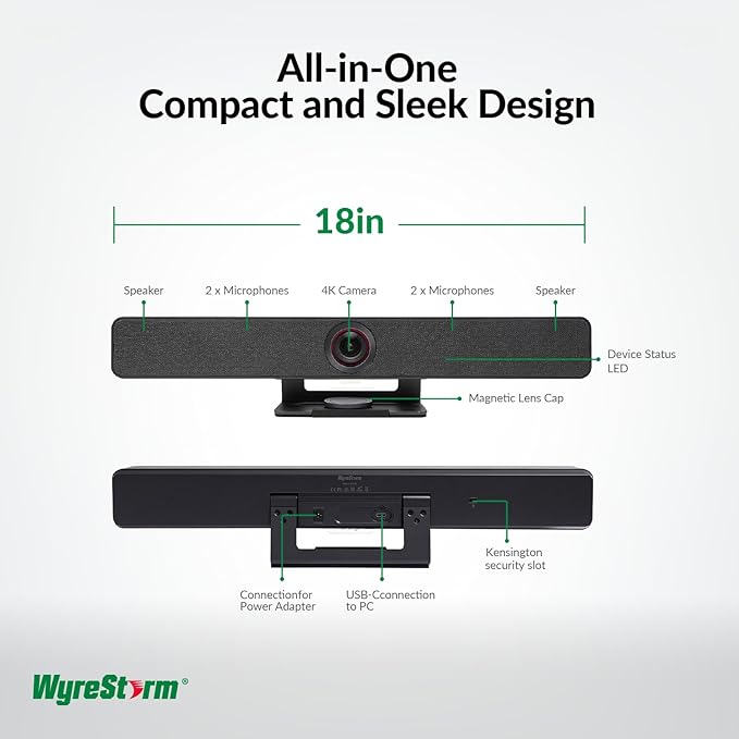 4K Conference Room Camera System with AI Auto Framing, Speaker & Presenter Tracking, Magnetic Privacy Cover, 120° Wide Angle, 5X Zoom, 4-Mic Array & Dual Speakers, USB for Teams, Zoom, Google Meet