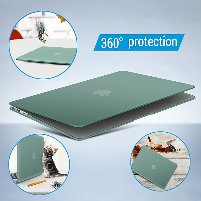 IBENZER Compatible with MacBook Air 11 Inch Case Model A1370 A1465, Soft Touch Plastic Hard Shell Case Bundle with Keyboard Cover for Mac Air 11, Midnight Green, A11MTGN+1