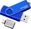 32GB USB 2.0 Flash Drive and 1 USB C Adapter, Thumb Drive USB Memory Stick Jump Drive, Compatible with OTG Type C Phones, Tablets, Laptop, PC (Blue)
