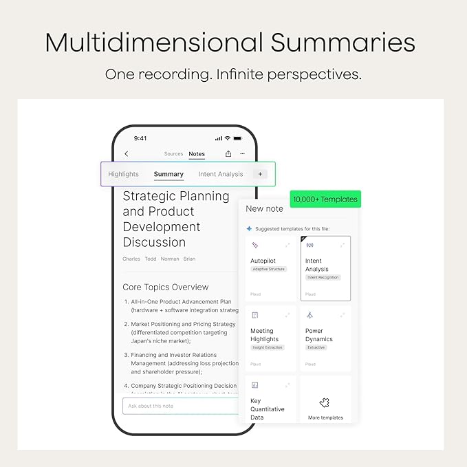 Plaud Note Pro AI Voice Recorder, Transcribe & Summarize with AI Note Taker for Meetings & Calls, Professionals & Teams, Supports 112 Languages, Ultra-Slim, InstantView Display, Case Included, Black