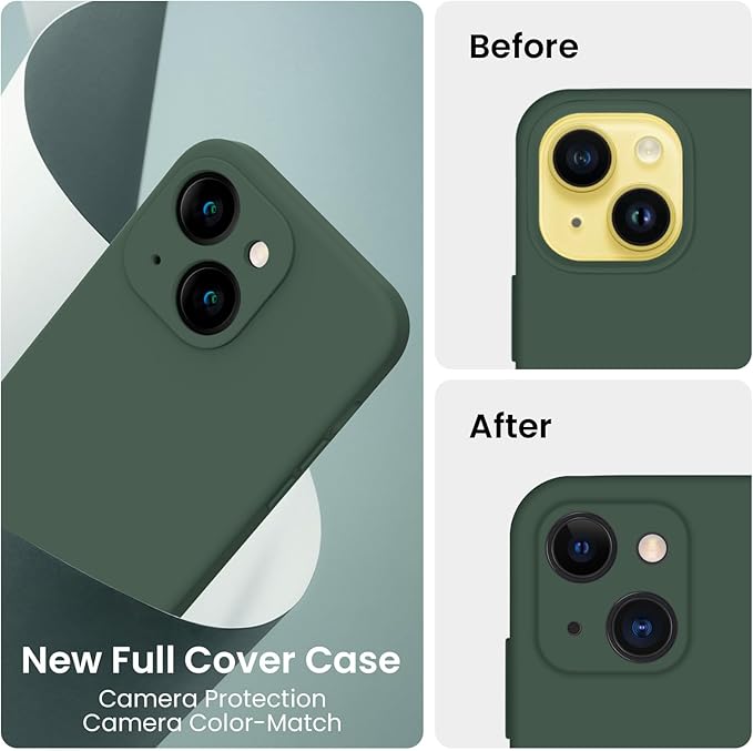 FireNova Designed for iPhone 14 Case, Silicone Upgraded [Camera Protection] Phone Case, Soft Anti-Scratch Microfiber Lining Inside, 6.1 inch, Alpine Green