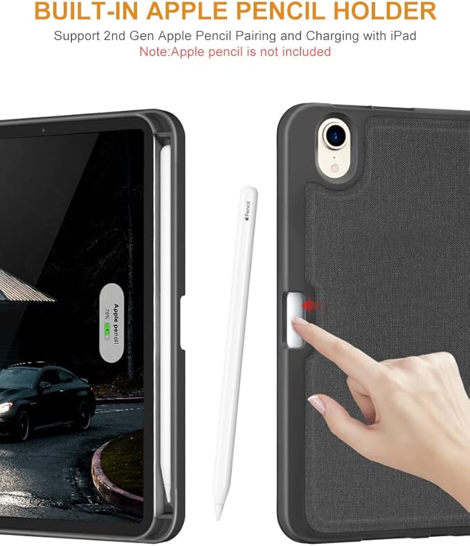 DTTO Case for iPad mini 7 (A17 Pro) 2024 / iPad mini 6 2021 8.3 inch with Pencil Holder, Multi-Angle Magnetic Standing Cover for iPad mini 7th/6th Generation [Auto Wake/Sleep], Dark Grey