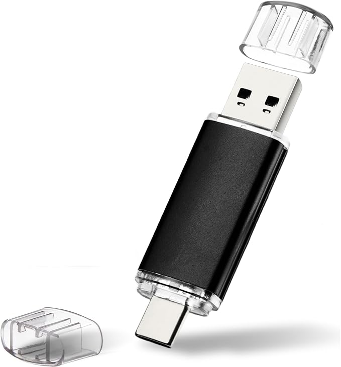 Dual USB C Flash Drive 256GB, USB 3.0 Memory Stick for iPhone 15/Pro/Plus/Android/Tablet/PC/MacBook, Portable Thumb Drive with High-Speed Transfer,Black