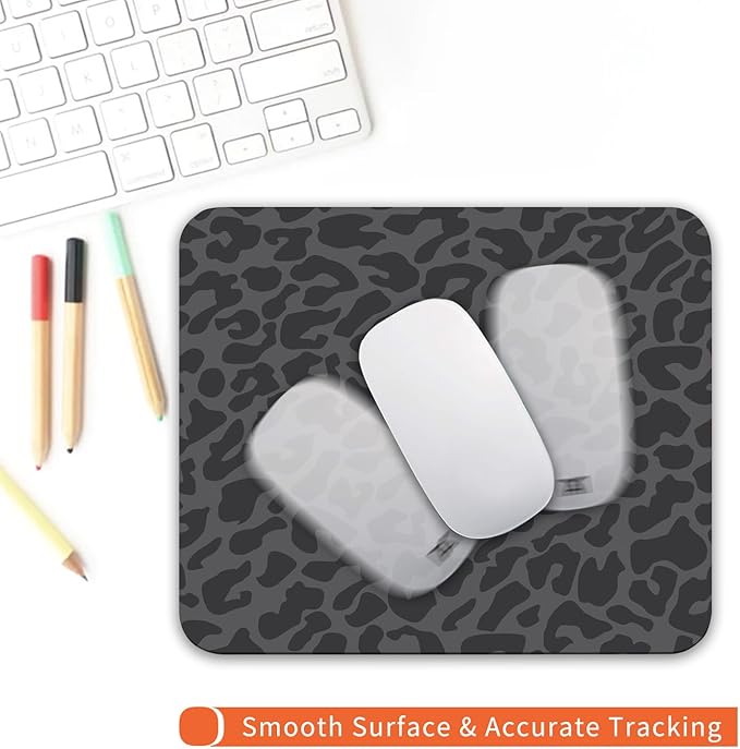 Square Mouse Pad Black Leopard,Personalized Premium-Textured Custom Mouse Mat Design,Washable Mousepad Cloth,Non-Slip Rubber Base Computer Mouse Pads for Wireless Mouse