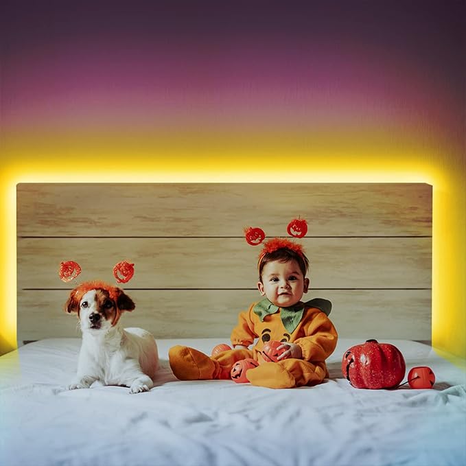 phopollo Led Lights 40ft (2 Rolls of 20ft) for Bedroom RGB Color Changing Led Lights Kit with Power Supply and Remote