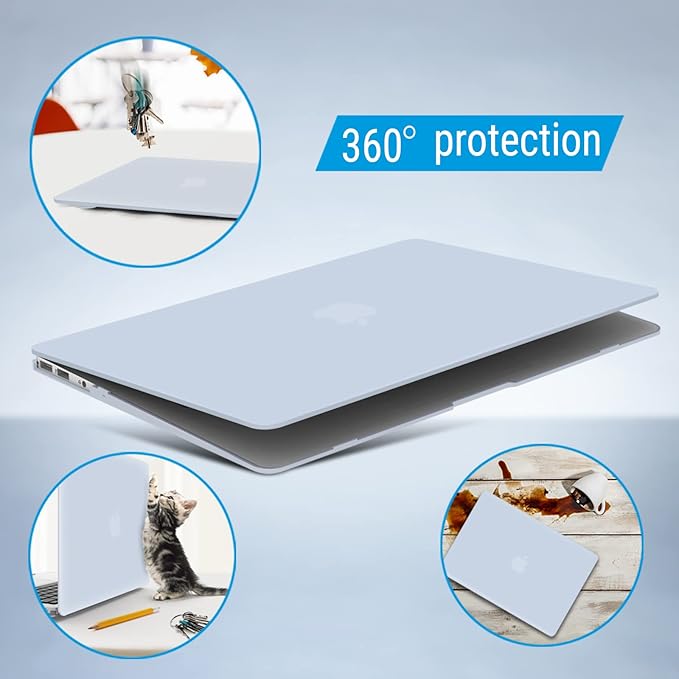 IBENZER Compatible with MacBook Air 11 Inch Case Model A1370 A1465, Soft Touch Plastic Hard Shell Case Bundle with Keyboard Cover for Mac Air 11, Sierra Blue, A11SIBL+1