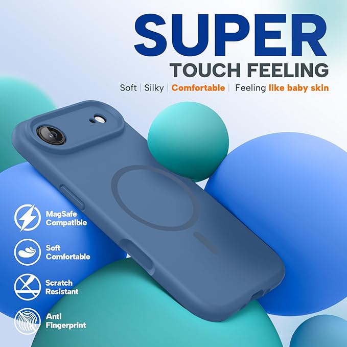 Miracase Magnetic for iPhone Air Case, Compatible with MagSafe, Integrated Silicone Camera Control Cover, 3.0mm Thicken Shockproof Drop Protection Phone Case for 17 Air,Glass Blue