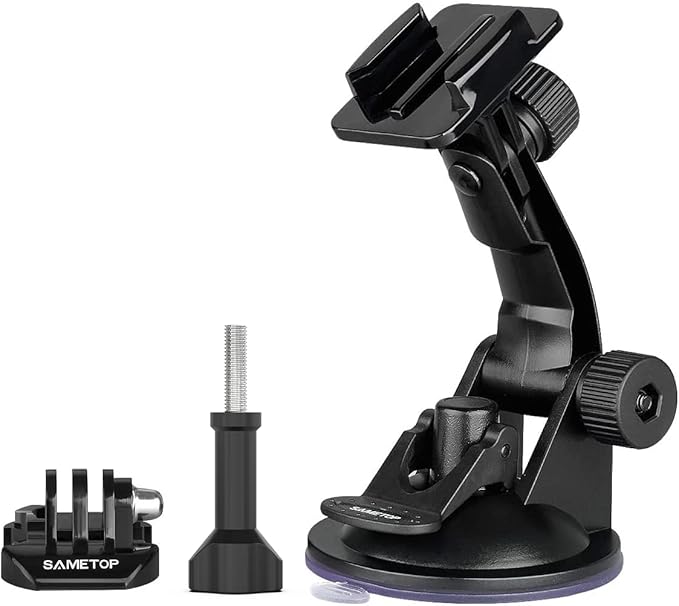 Suction Cup Mount Compatible with Gopro Hero 13, 12, 11, 10, 9, 8, 7, 6, 5, 4, Session, 3+, 3, 2, 1, Hero (2018), Max, Fusion, DJI Osmo Action Cameras; Perfect for Car Windshield and Window
