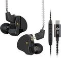 CCZ Melody USB C Headphones Wired Type-C in Ear Monitor, Professional USB C Wired Earbuds Gaming Earphones with 1BA 1DD Patent Ear fins Ear tips for Singer Musician Stage (Dark Black, USBC-With Mic)
