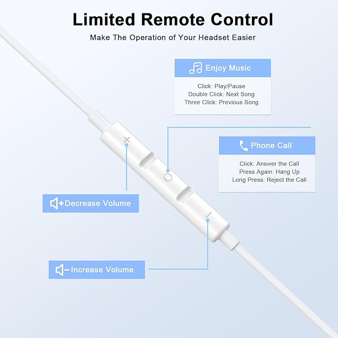 [Apple MFi Certified] for iPhone Headphones Wired Earbuds/Earphones with Built-in Microphone & Volume Control HiFi Stereo Nosie Reduction Compatible for iPhone 14 13 12 11 Pro Max XS XR X 8 7, 2 Pack