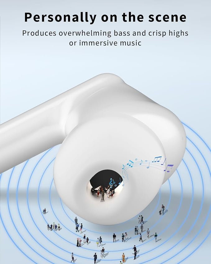 XIAOWTEK Wireless Earbuds, Bluetooth 5.4 Headphones with 50H Playback, Deep Bass Stereo Ear Buds Clear Calls with LED Power Display, Light Green
