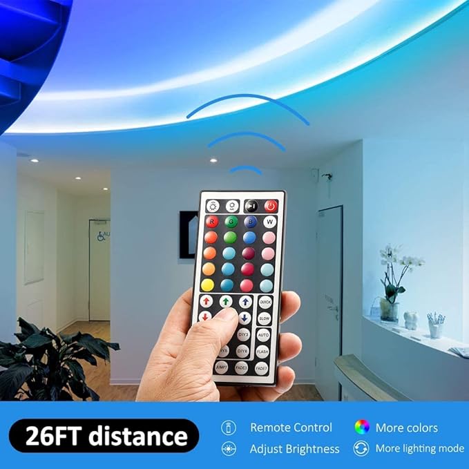 DAYBETTER Led Strip Lights 200ft, RGB Led Light Strip with 44 Keys Remote Controller, Color Changing Led Lights for Bedroom 100 ft of 2 Rolls
