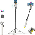 AOCHUAN 70.9” Auto-Open 4-in-1 Smartphone Gimbal for iPhone & Android, AI Face Tracking Phone Stabilizer(No App Needed) w/Magnetic Remote, 360° Rotating Gimbal, RGB Light& Built-in Tripod, M3Pro White