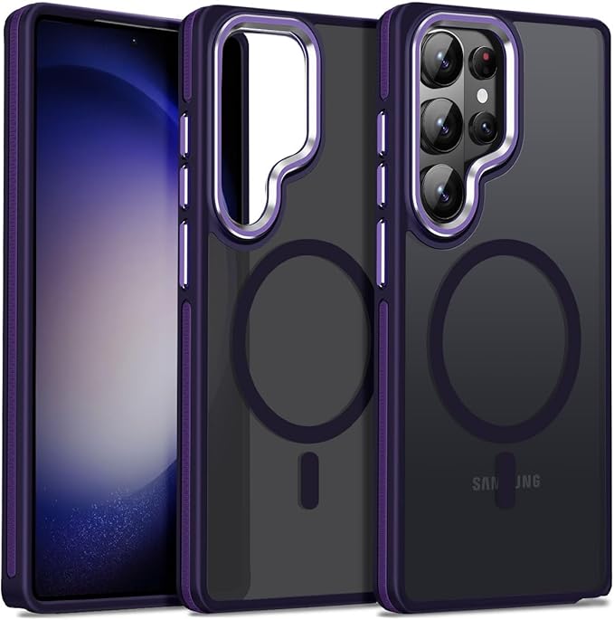 MALEWOLF Case for Samsung Galaxy S26 Ultra, Translucent Matte Cover Compatible with Magsafe, Military Grade Drop Resistant, Color Hybrid Non-Slip Phone Case for Galaxy S26 Ultra (Dark Purple)