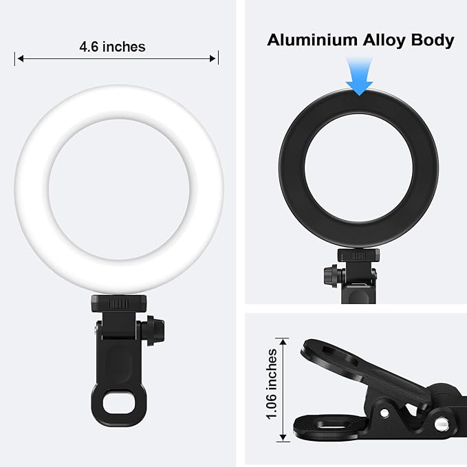 Ring Light Clip on Laptop Monitor, Webcam Light 10 Brightness Level Video Conference Lighting for Remote Working/Zoom Calls/Self Broadcasting/Live Streaming/Video Recording/TikTok