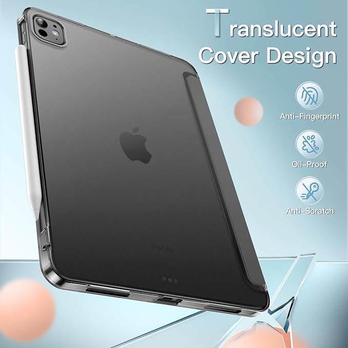 JETech Case for iPad Pro 11-Inch M5/M4 2025/2024 (6th/5th Generation), Slim Stand Hard Back Shell Smart Cover with Auto Wake/Sleep (Space Gray)