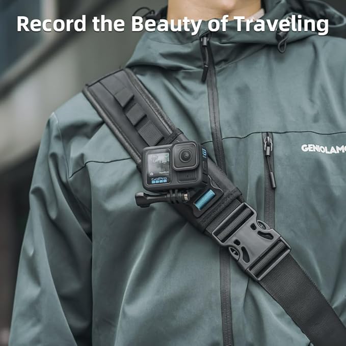 Backpack Shoulder Strap Mount Clip, 360°Rotating Ball Head Backpack Bag Belt Shoulder Strap Holder Mount Compatible with GoPro Hero 13/12/11/9/8, DJI Action 6/5 Pro/4/3, AKASO and More