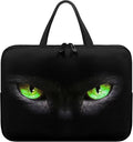 12 Inch Laptop Sleeve, Black Cat Green Eyes Laptop Cover Computer Bag Tablet Carrying Case with Handle, Funny Printed Notebook Case Handbag Briefcase Shoulder Bag for Office/School